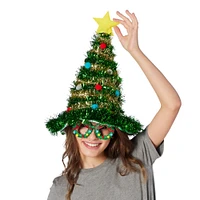 tinsel christmas tree hat