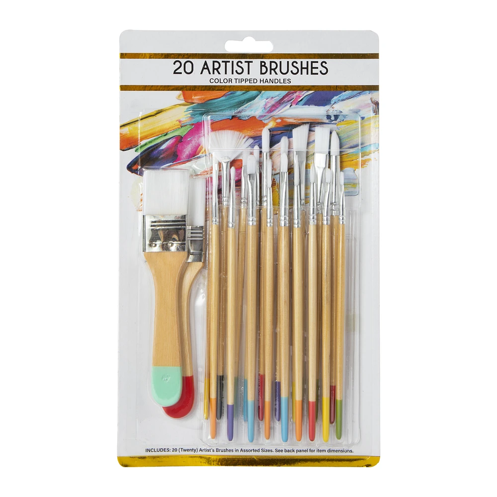 20-count color tipped artist brushes