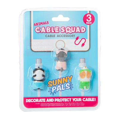 cable squad sunny pals animal cable accessories 3-count