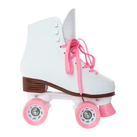 white faux leather roller skates