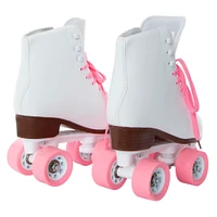 white faux leather roller skates
