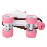 white faux leather roller skates