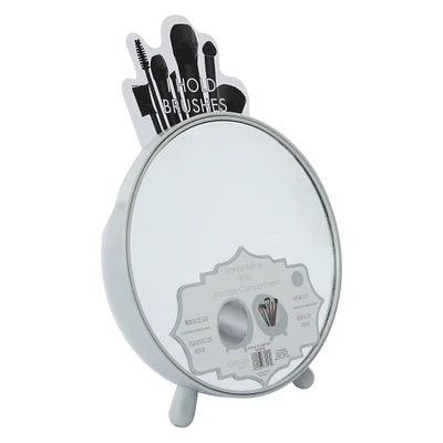 round vanity mirror with storage compartment 7in