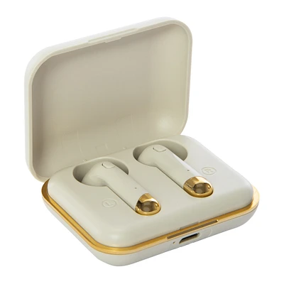 chrome bluetooth® earbuds with mic & case