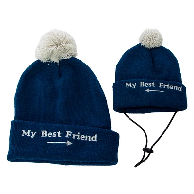 matching pet & owner pom beanie hats set