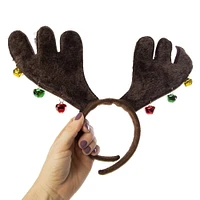 holiday plush reindeer antler headband with bells