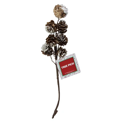 faux pinecone christmas pick 12.6in