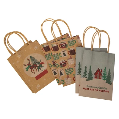 small holiday kraft gift bags 4.5in x 6.5in  6-pack