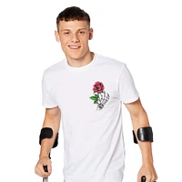 skeleton hand with rose graphic tee