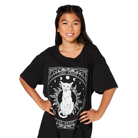 'the moon' cat tarot card graphic tee