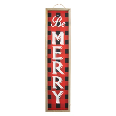 christmas 'be merry' wooden porch board 31in x 7.5in