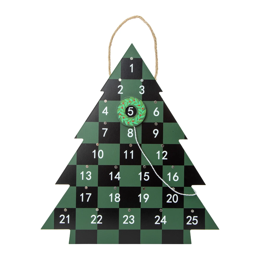 hanging wooden tree christmas countdown sign 13.5in