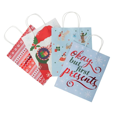 holiday large gift bag 4-pack 10in x 12in