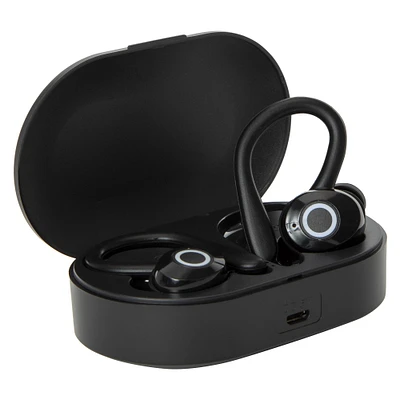 bluetooth® sport hook earbuds with microphone & water resistant case