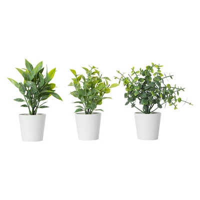 3-pack mini faux plant 6in