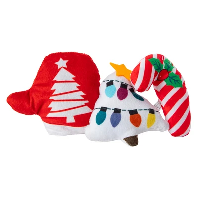 holiday plush squeaker dog toys 3-pack
