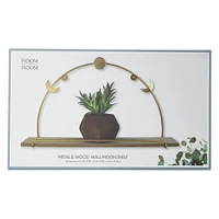 metal & wood wall moon shelf 15in x 8.7in