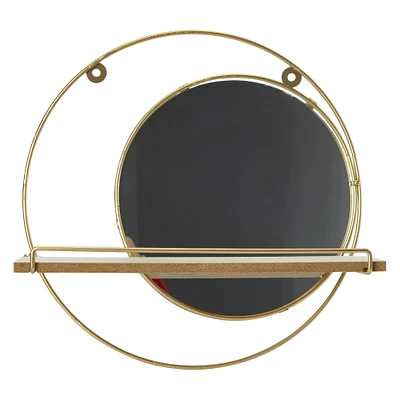 round wall mirror with shelf 11.5in