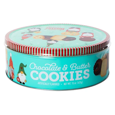 christmas chocolate & butter cookies tin 15oz