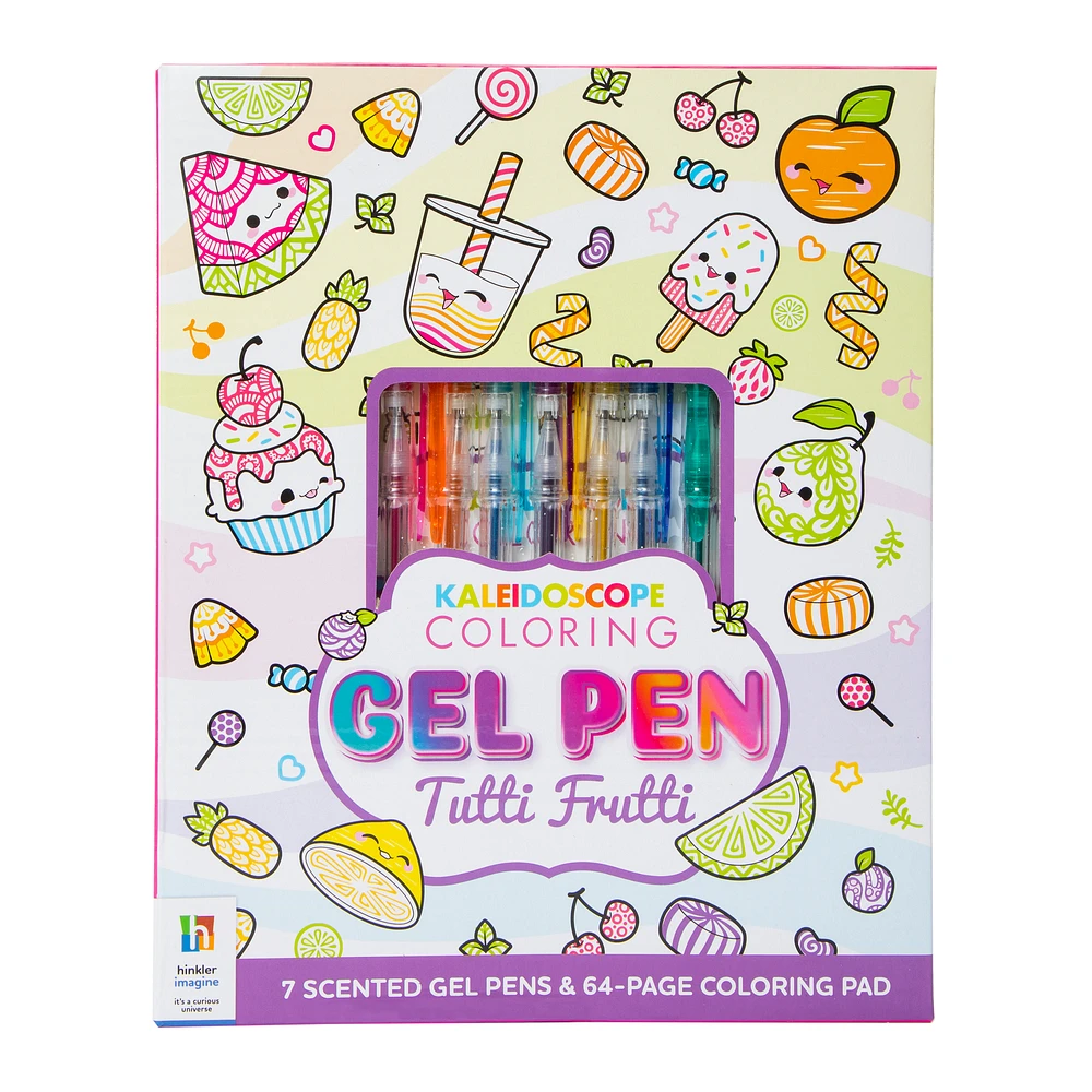 kaleidoscope tutti frutti coloring book & gel pen kit