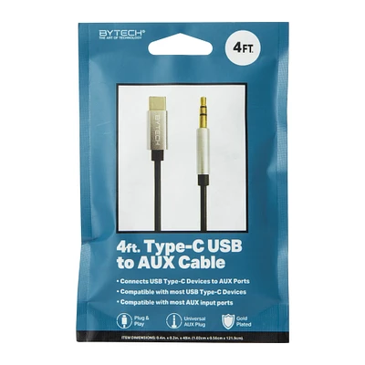 4ft USB-C to aux cable