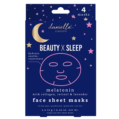 danielle creations® beauty x sleep melatonin face masks 4-piece