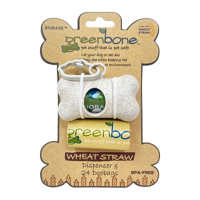 greenbone™ biobase™ wheat straw dispenser & doo bags 24-pack