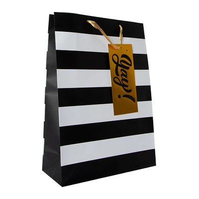 jumbo striped party gift bag with large tag 17.75in x 12.75in