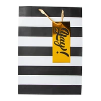 jumbo striped party gift bag with large tag 17.75in x 12.75in