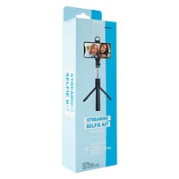 extendable streaming selfie kit with remote & LED light