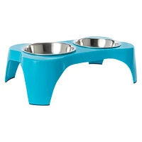 elevated bone shaped stainless steel dog bowls & stand