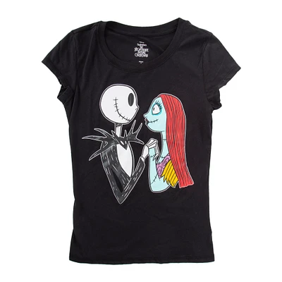 juniors The Nightmare Before Christmas Jack & Sally graphic tee