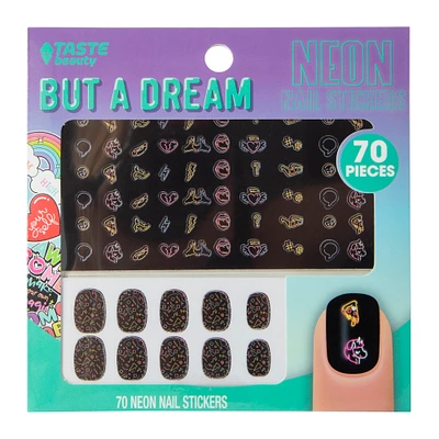 black & neon nail stickers 70-piece