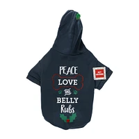 'peace love & belly rubs’ large dog holiday pet hoodie