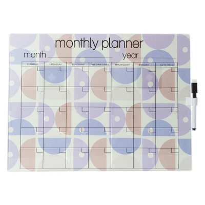 printed glass dry erase monthly calendar 12in x 16in