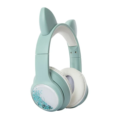glitter cat liquid kid-safe bluetooth® headphones with mic