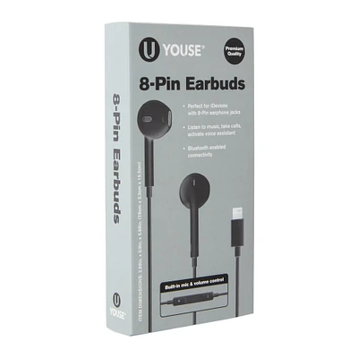 8-pin earbuds with mic & volume control