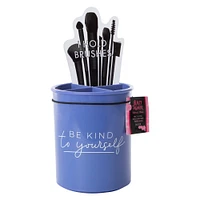makeup brush holder with storage compartments