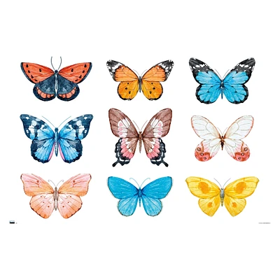 watercolor butterflies poster 34in x 22.375in