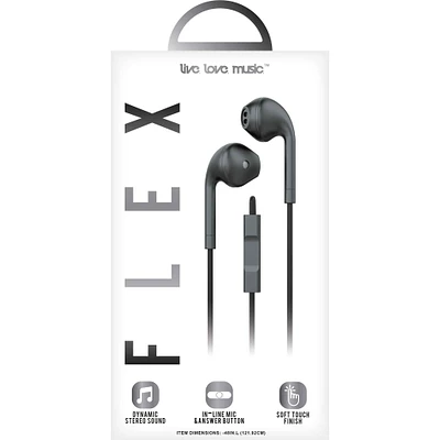 flex earbuds with in-line microphone