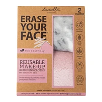 erase your face® reusable makeup removing cloths 2-pack