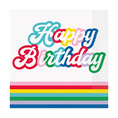 'happy birthday' rainbow paper napkins 16-count