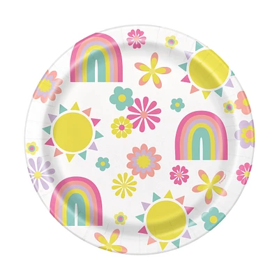 9in retro icon paper dinner plates 8-count