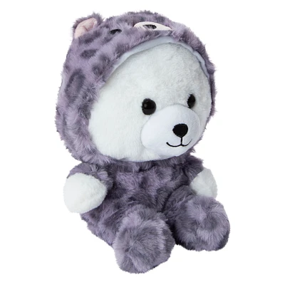 hooded stuffed bear plush 9in