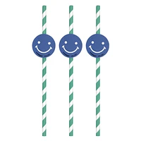 happy face paper straws 6-count