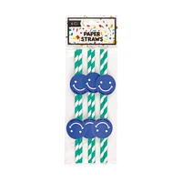 happy face paper straws 6-count