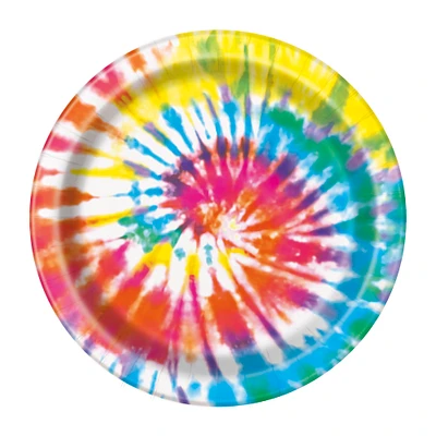 9in tie dye paper dinner plates 8-count