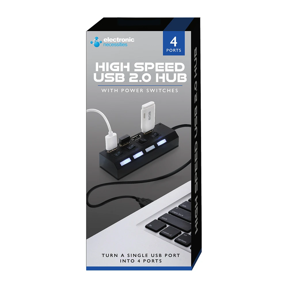 4-port high speed USB charging hub with power switches