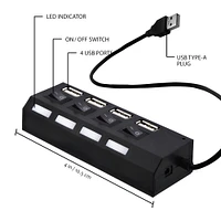 4-port high speed USB charging hub with power switches