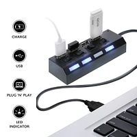 4-port high speed USB charging hub with power switches
